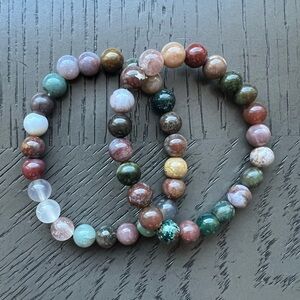(ONE) Indian agate bracelet 8mm SIZE 6.5’